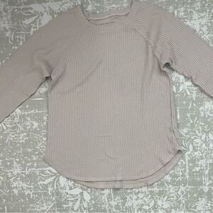 American Eagle Outfitters Soft and Sexy Plush Beige Textured Long Sleeve Tee